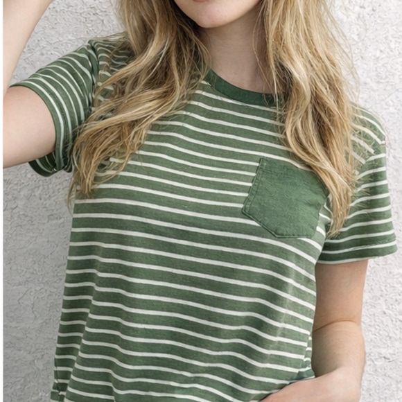 Green and White Striped T-Shirt - Picture 5 of 5